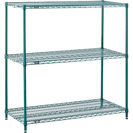 Global Industrial Nexel 3 Tier Wire Shelving Starter Unit, Poly-Green, 48W x 21D x 34H B3050168